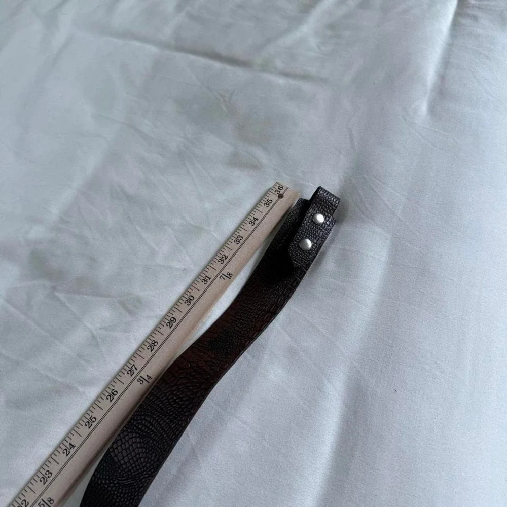 Y2K brown textured‎ belt double ring buckle statement waist belt size large